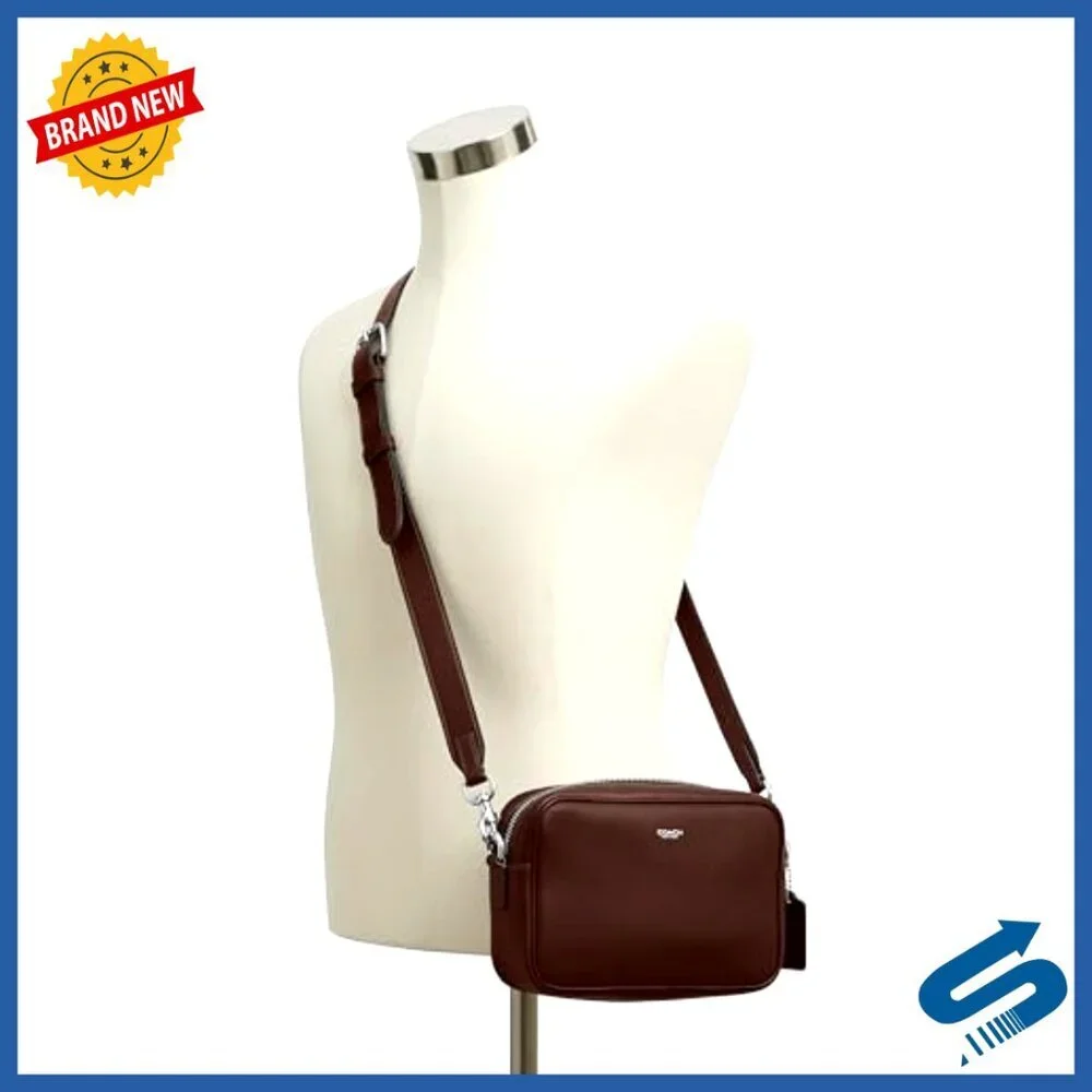 Leather Crossbody Camera Bag with Detachable Strap, Minimalist Design